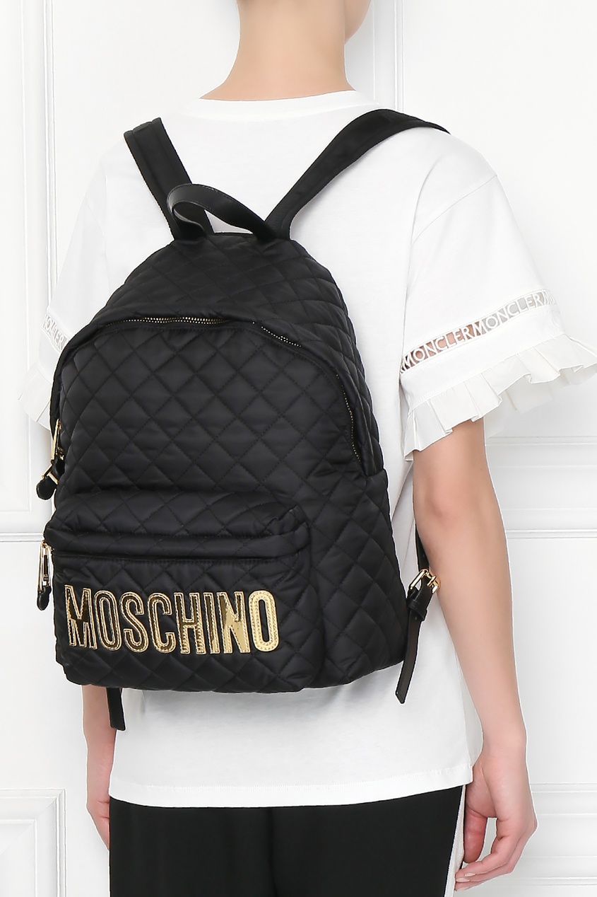 фото Стеганый рюкзак с аппликациями moschino