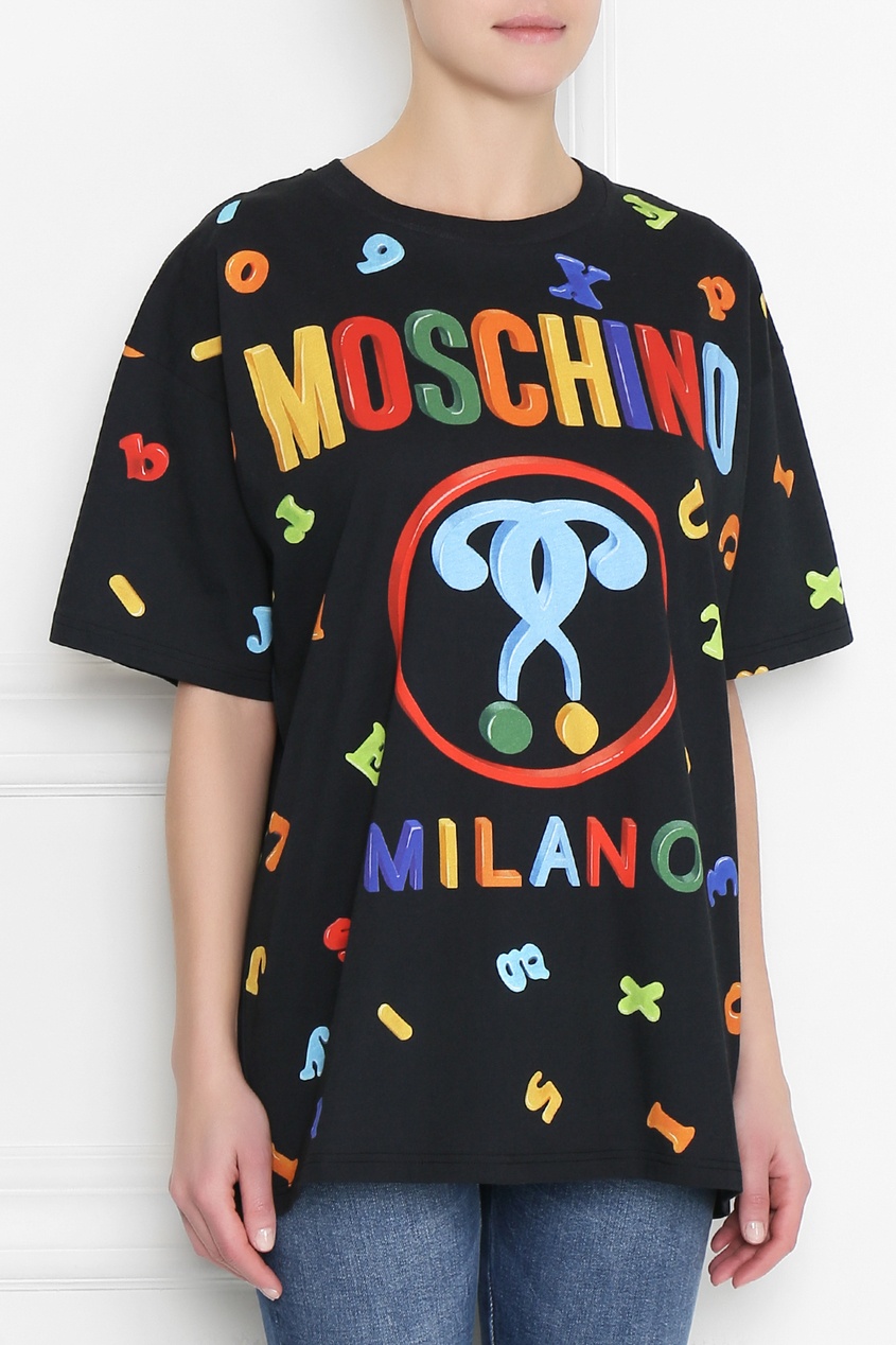 фото Хлопковая футболка с принтом moschino