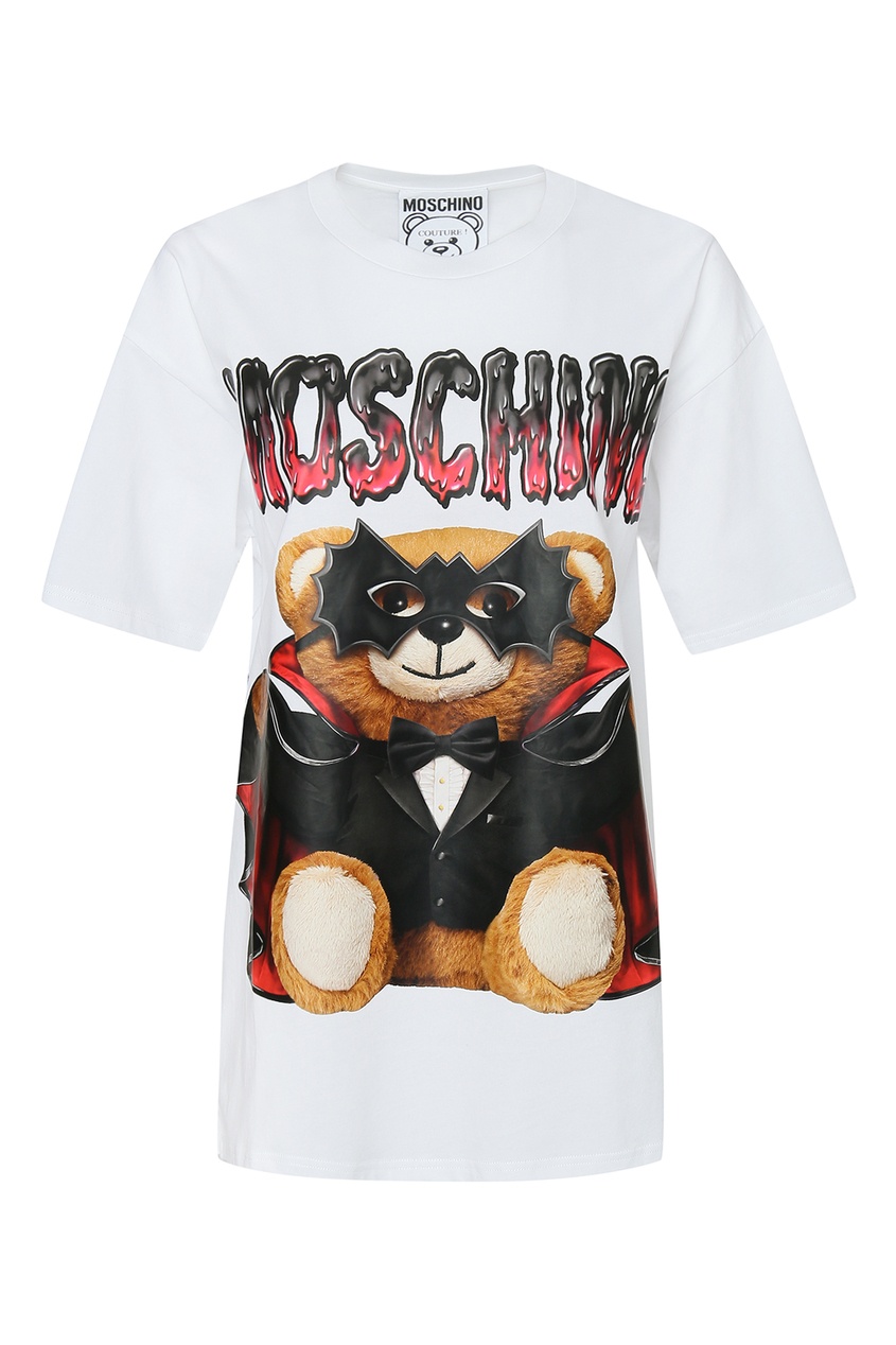 фото Белая футболка с медведем moschino