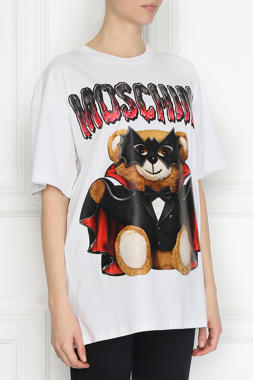 фото Белая футболка с медведем moschino