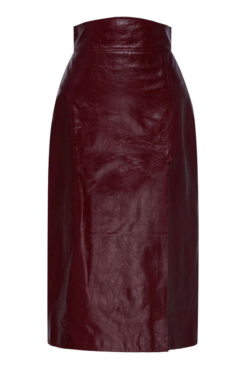 фото Бордовая кожаная юбка gucci