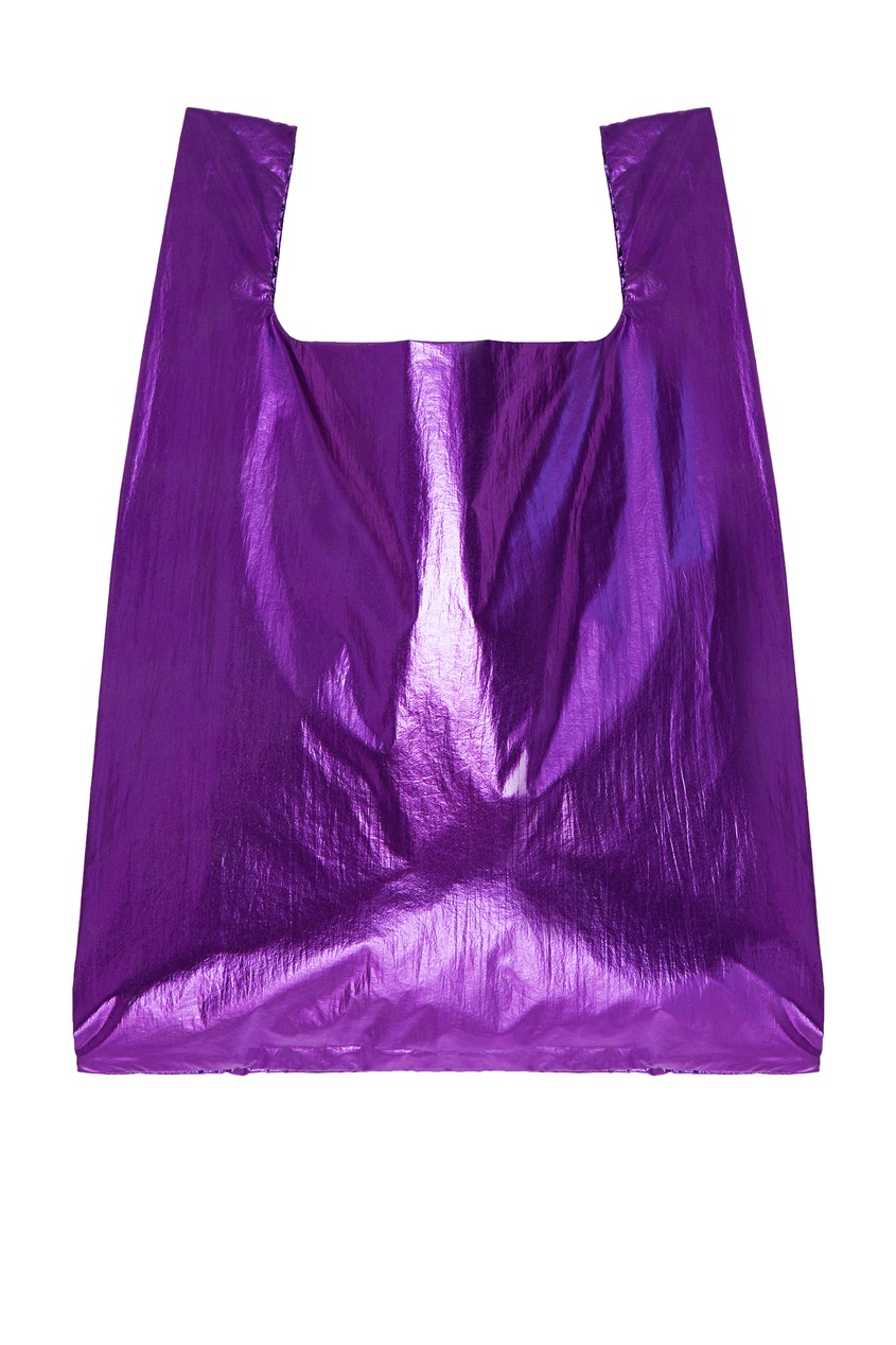 фото Фиолетовая сумка из блестящей ткани palm angels