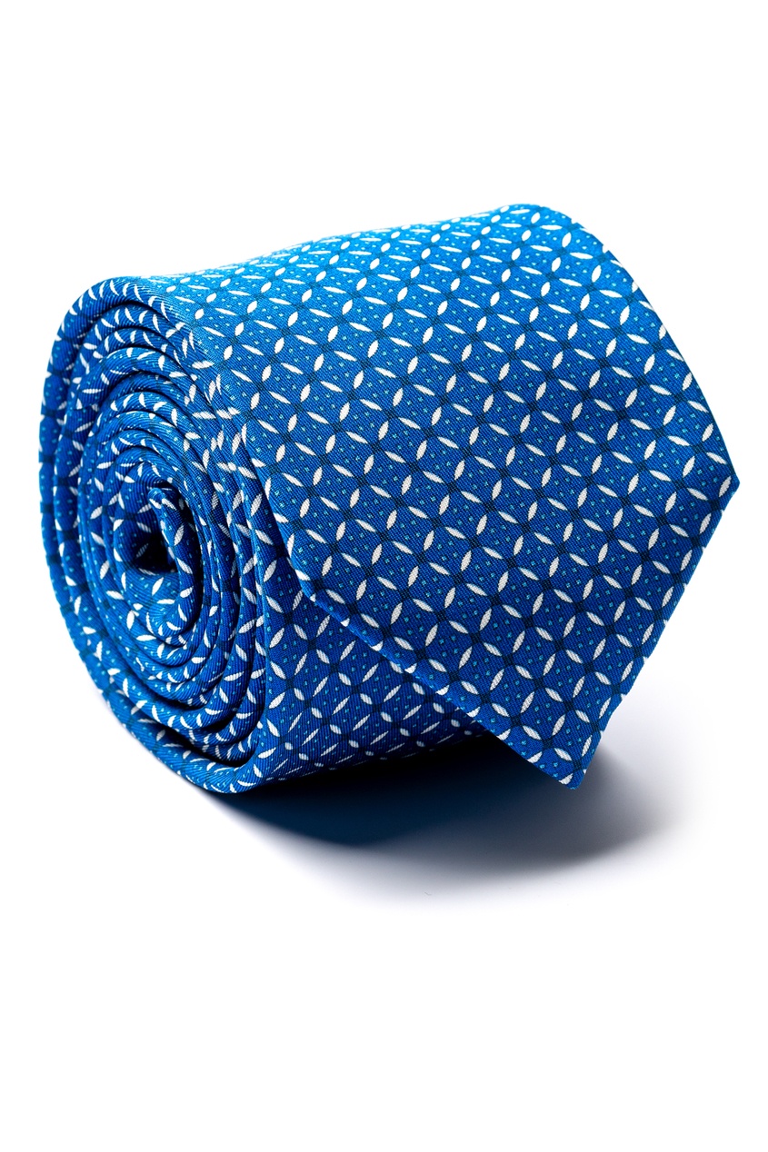 фото Бело-синий шелковый галстук silvio fiorello