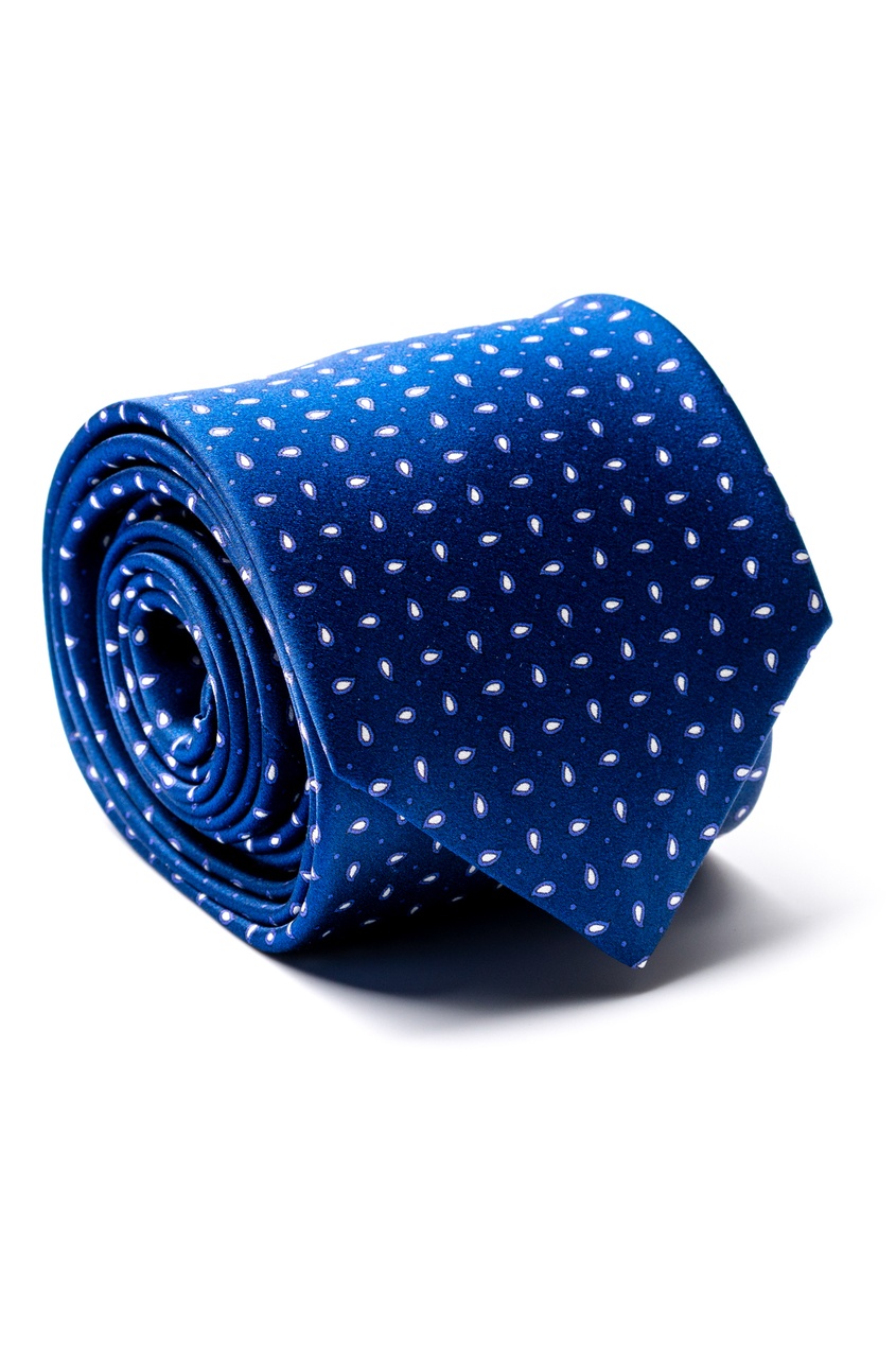 фото Синий галстук с белым абстрактным принтом silvio fiorello