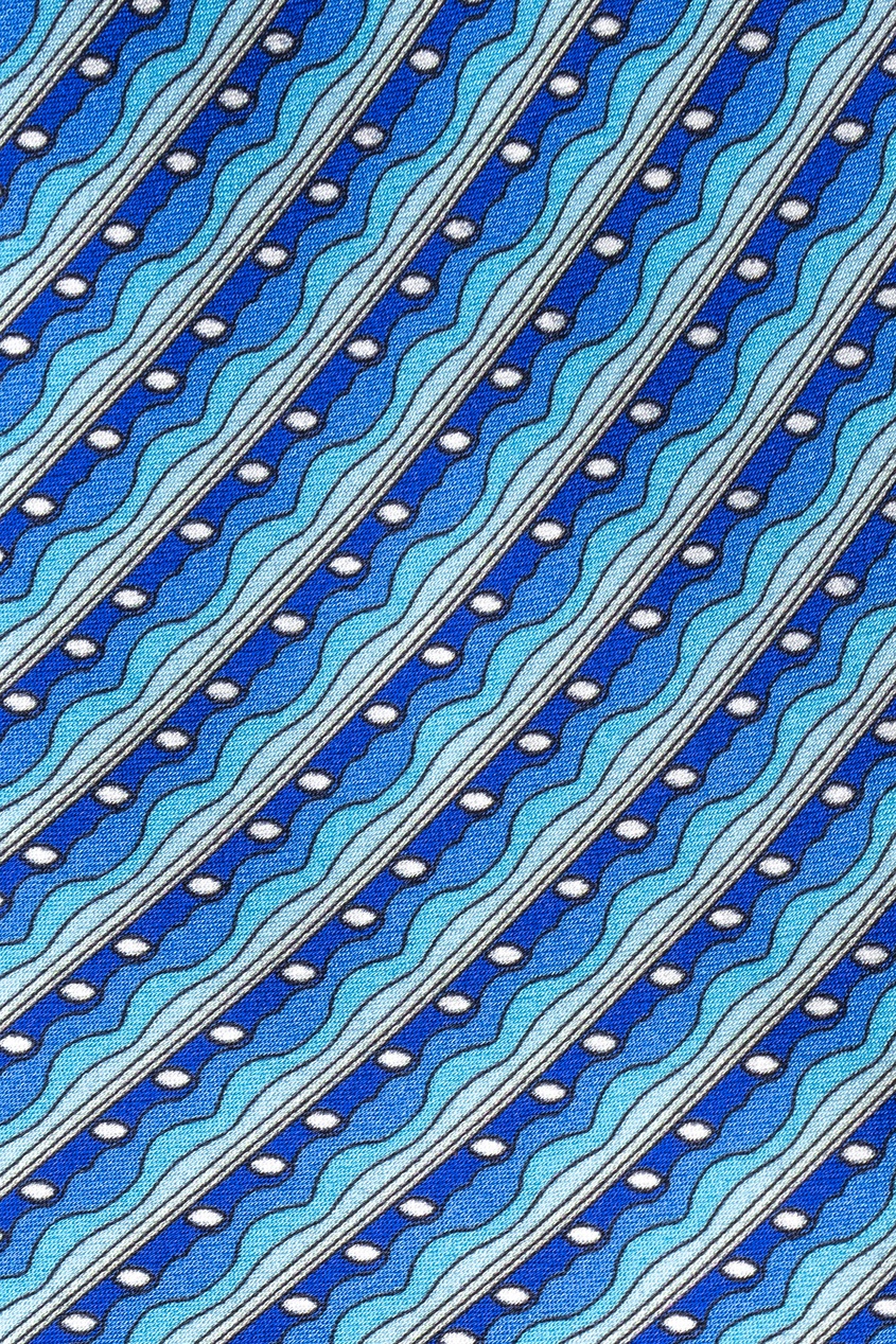 фото Сине-бирюзовый шелковый галстук с принтом silvio fiorello
