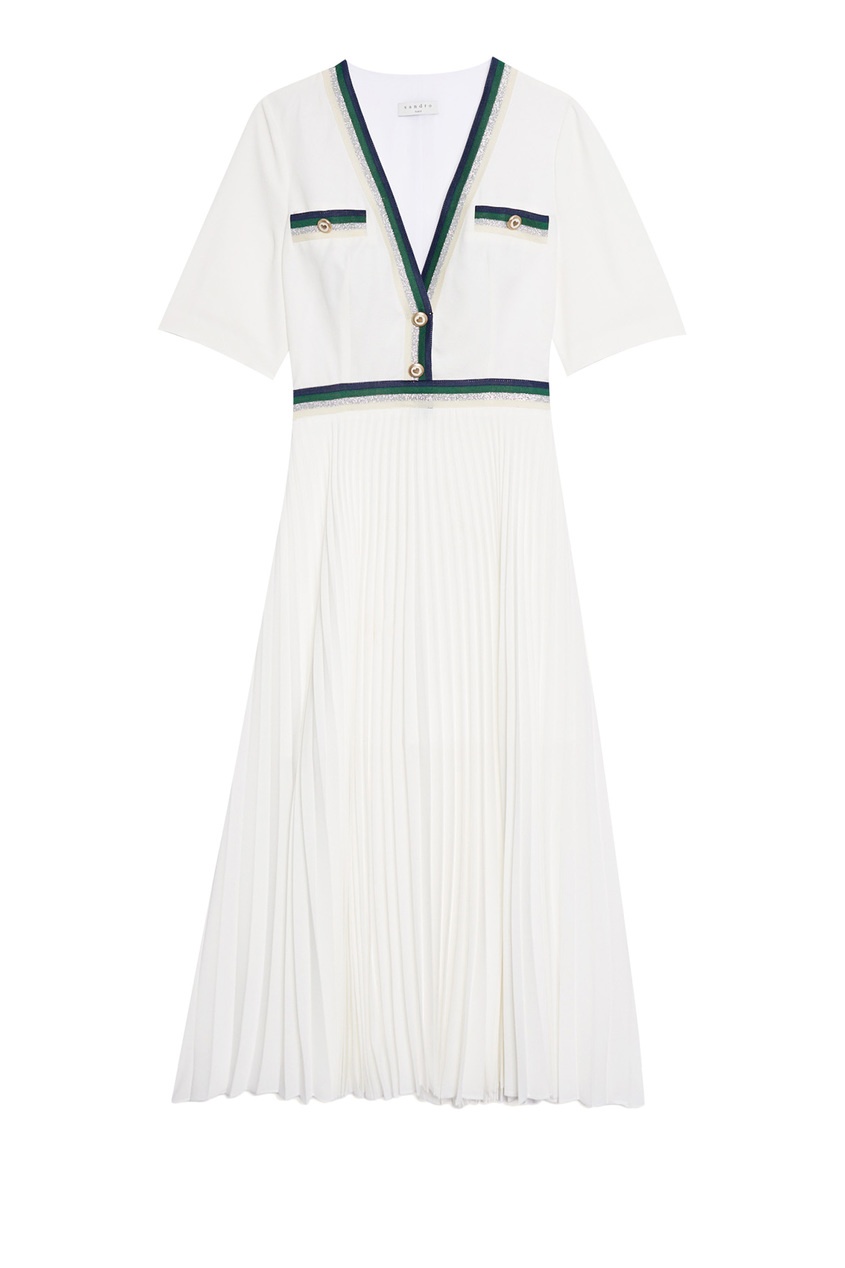 фото Белое платье с контрастной отделкой sandro