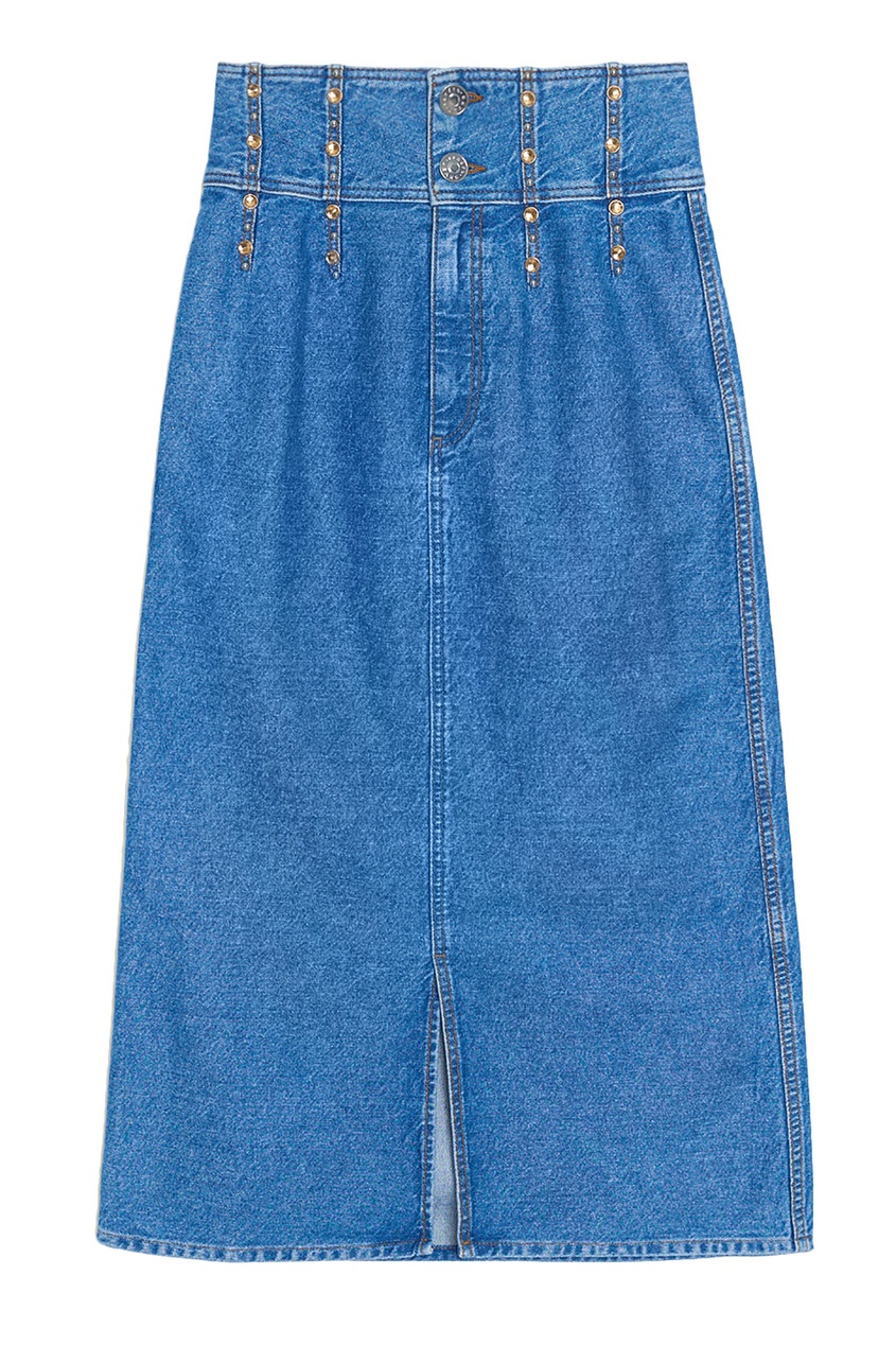 фото Синяя джинсовая юбка миди sandro