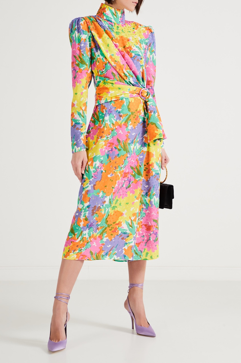фото Платье с драпировкой и цветочным принтом alessandra rich