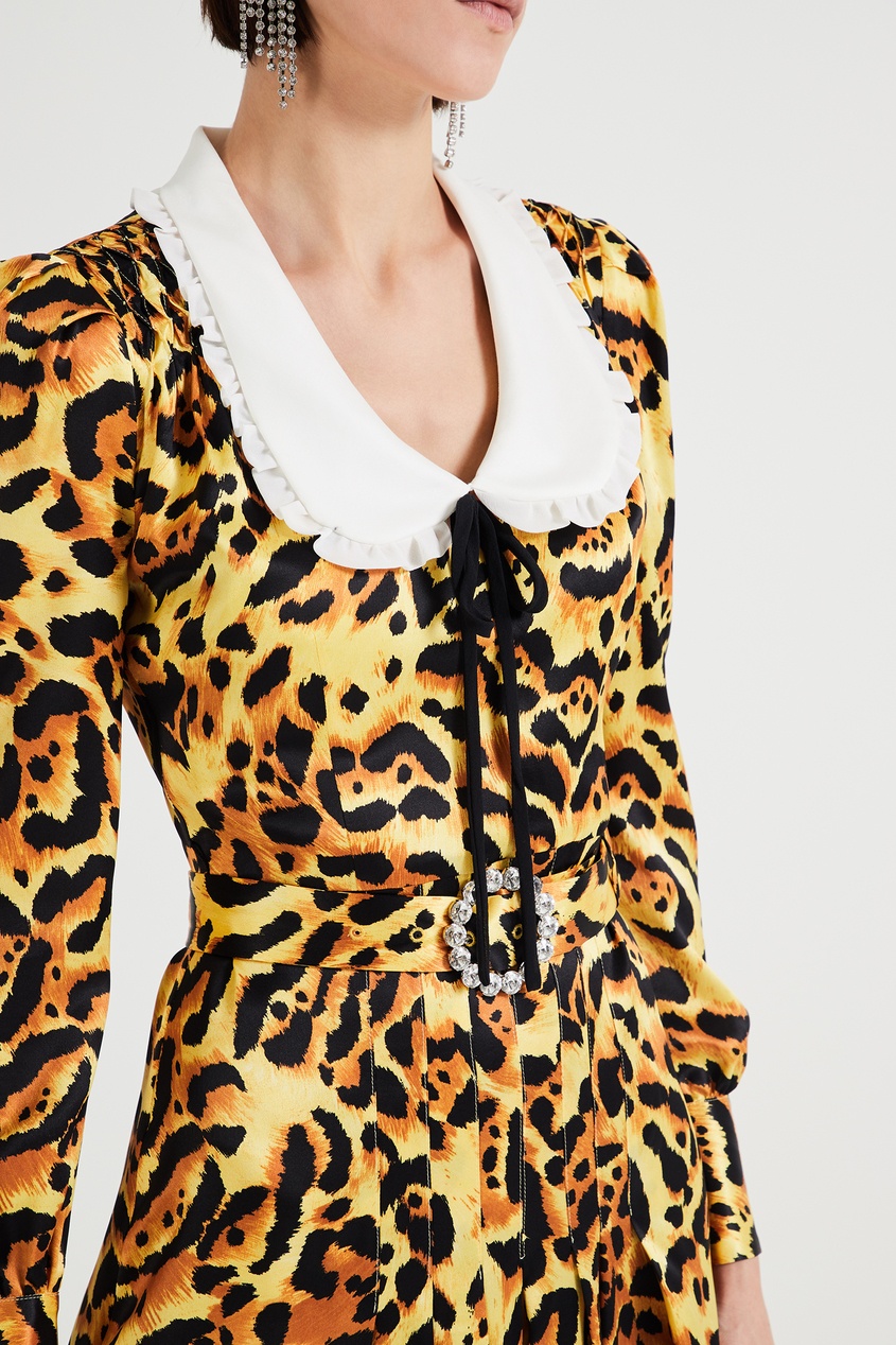 фото Леопардовое платье с контрастным воротником alessandra rich
