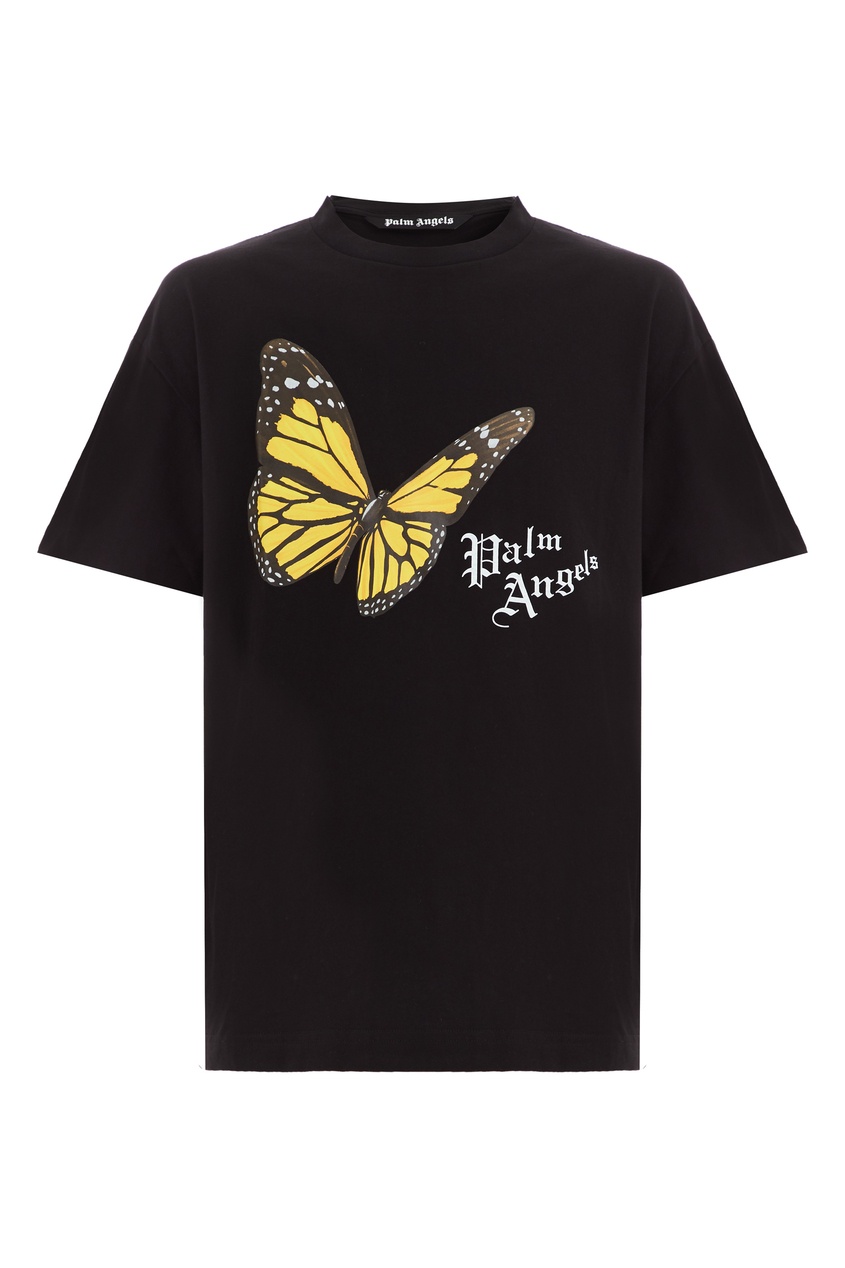 фото Черная футболка с принтом palm angels