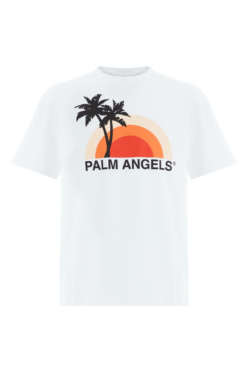 фото Белая футболка с принтом palm angels