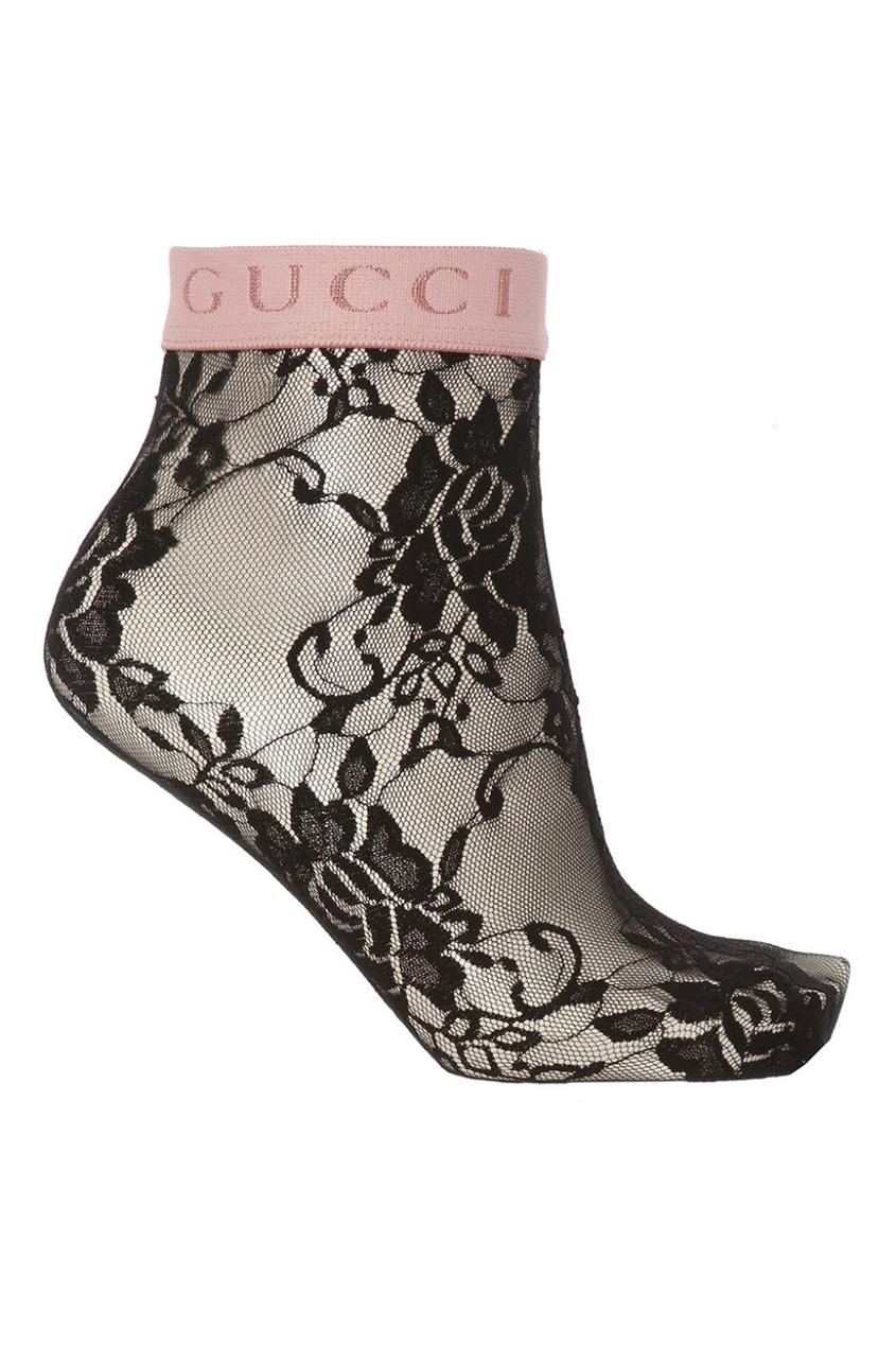 фото Черные кружевные носки с логотипом gucci