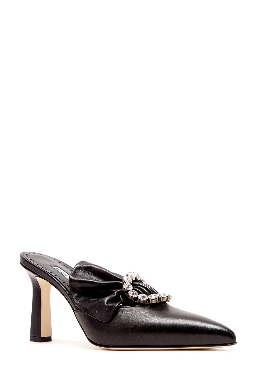 фото Черные кожаные мюли capitana 90 manolo blahnik