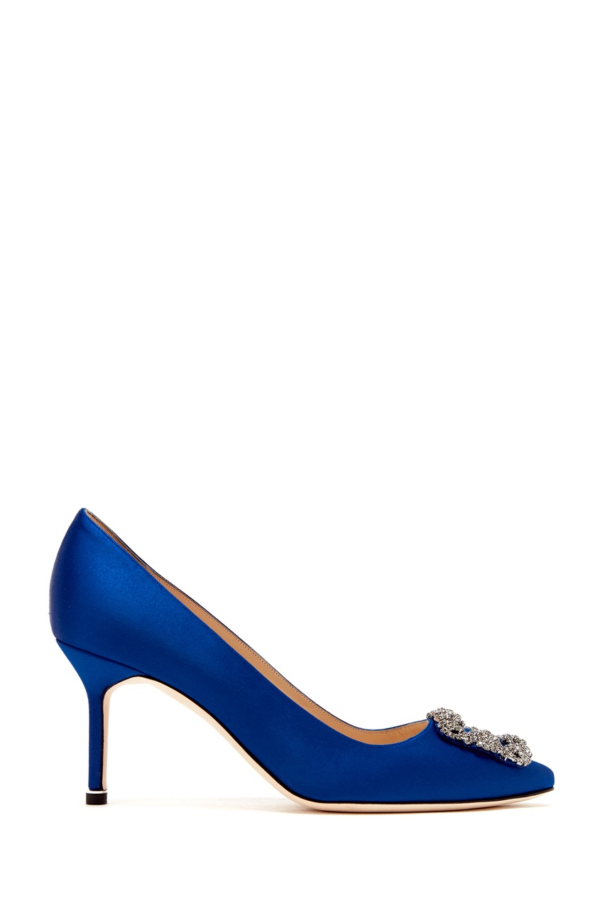 фото Синие сатиновые туфли hangisi 70 manolo blahnik