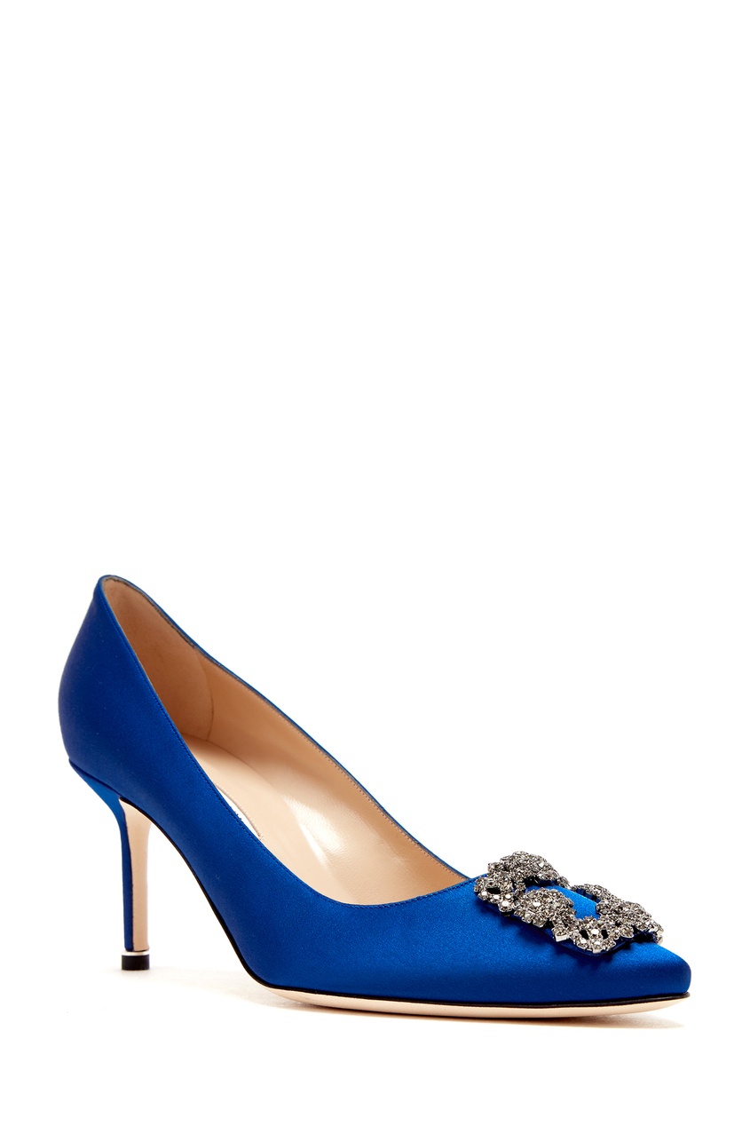 фото Синие сатиновые туфли hangisi 70 manolo blahnik