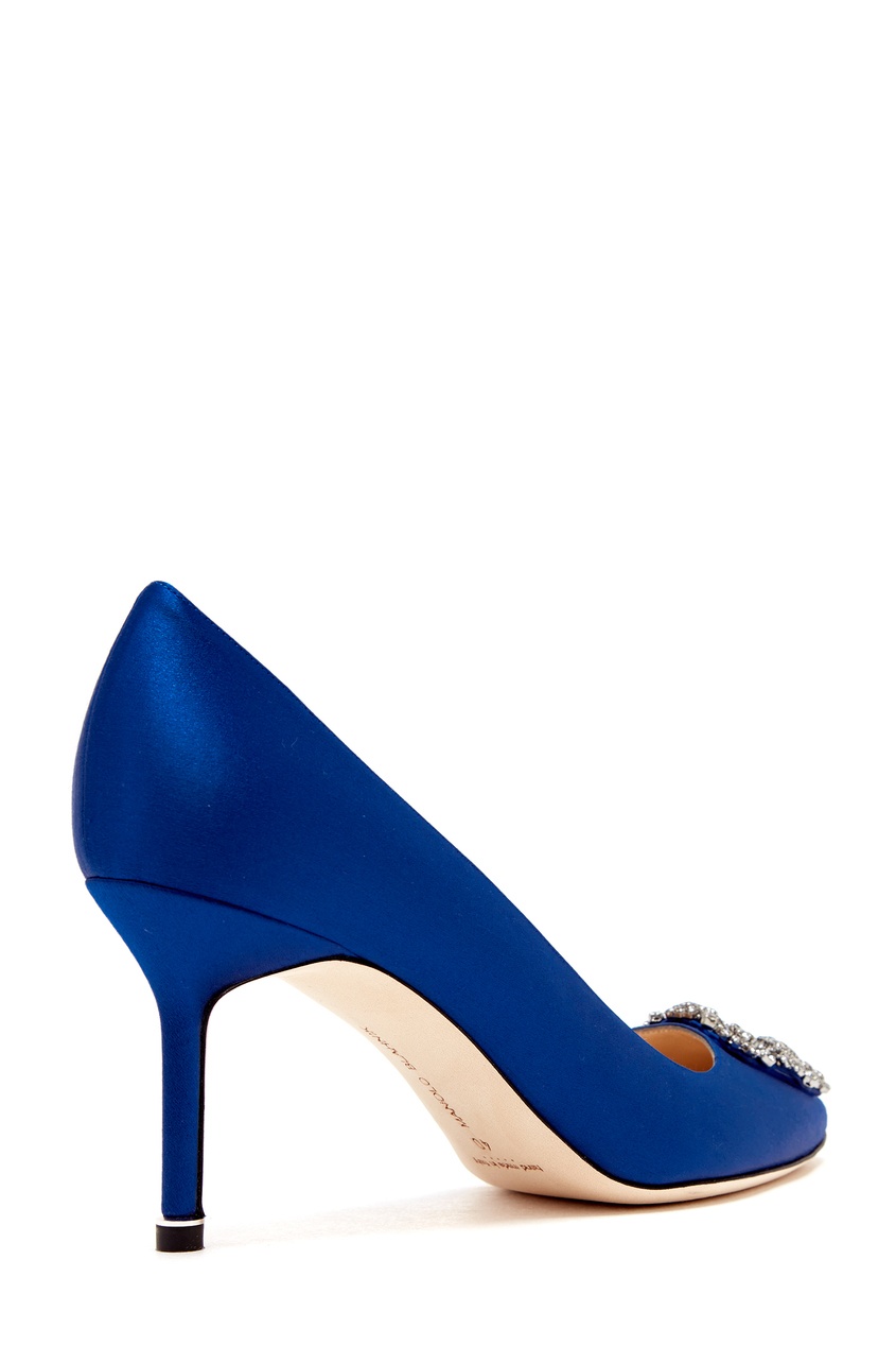 фото Синие сатиновые туфли hangisi 70 manolo blahnik