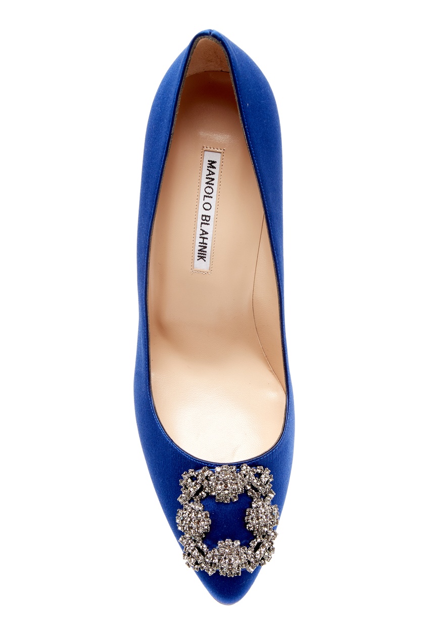 фото Синие сатиновые туфли hangisi 70 manolo blahnik