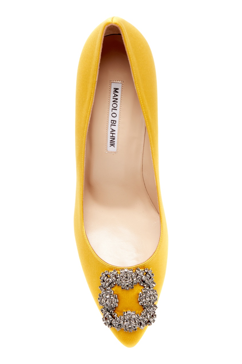 фото Желтые сатиновые туфли hangisi 70 manolo blahnik