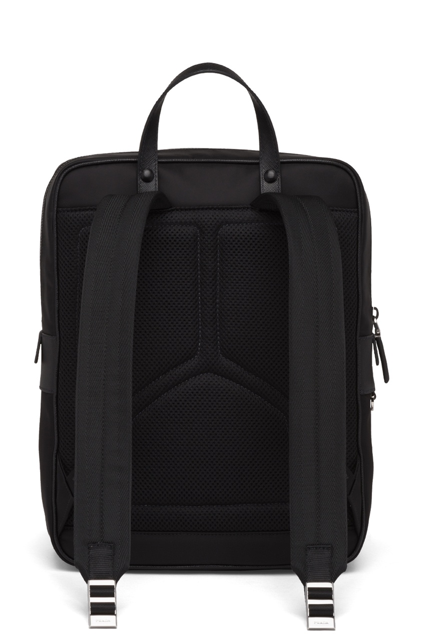 фото Черный текстильный рюкзак с логотипом prada