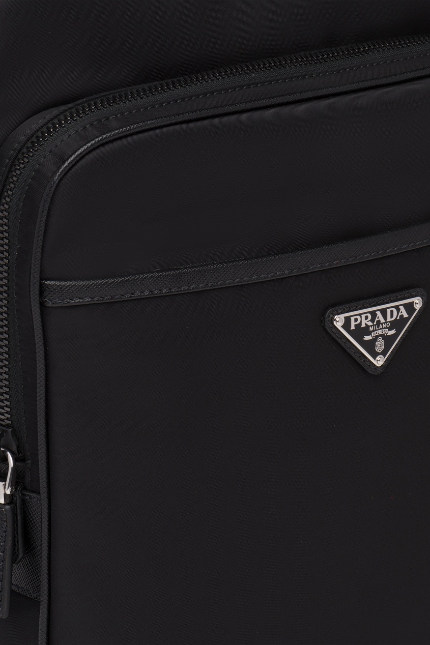 фото Черный текстильный рюкзак с логотипом prada