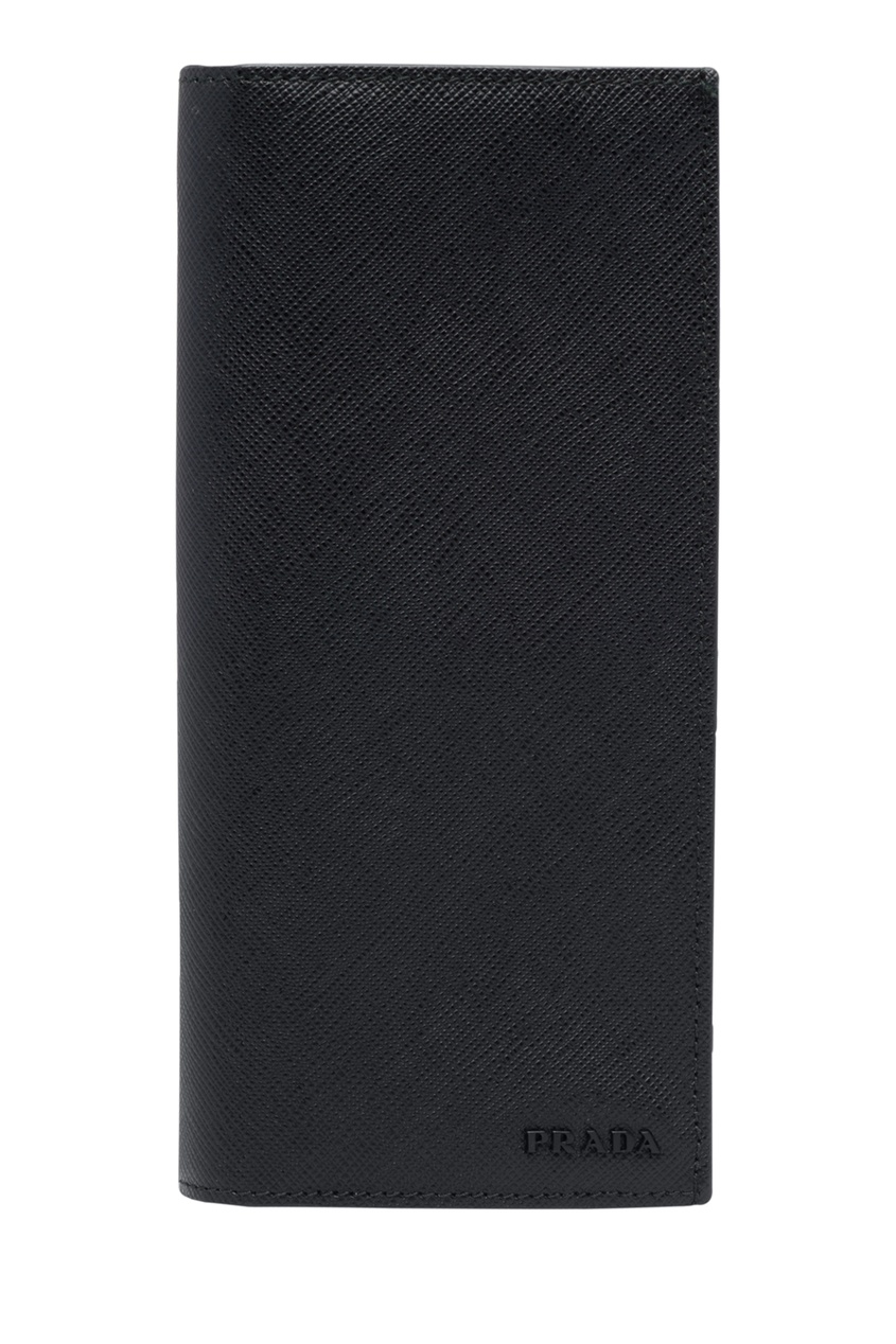 фото Черное портмоне с контрастной подкладкой prada