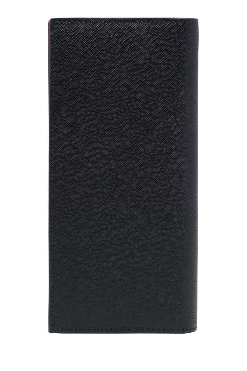 фото Черное портмоне с контрастной подкладкой prada