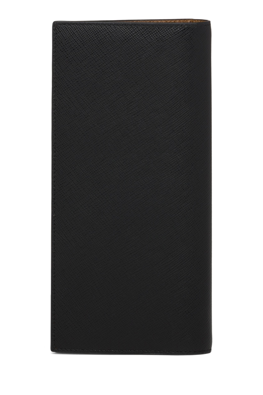 фото Черное портмоне из кожи saffiano prada