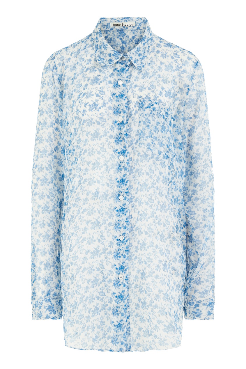 фото Шелковая блузка с цветочным принтом acne studios