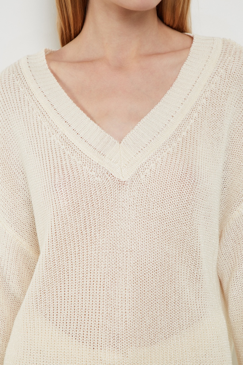фото Бежевый пуловер из хлопкового микса laroom