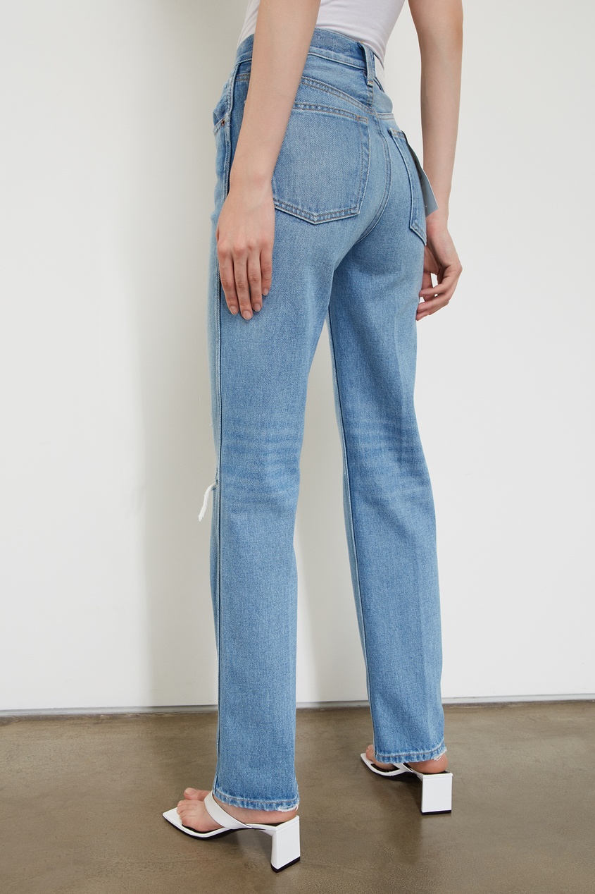 фото Прямые голубые джинсы с потертостями re/done