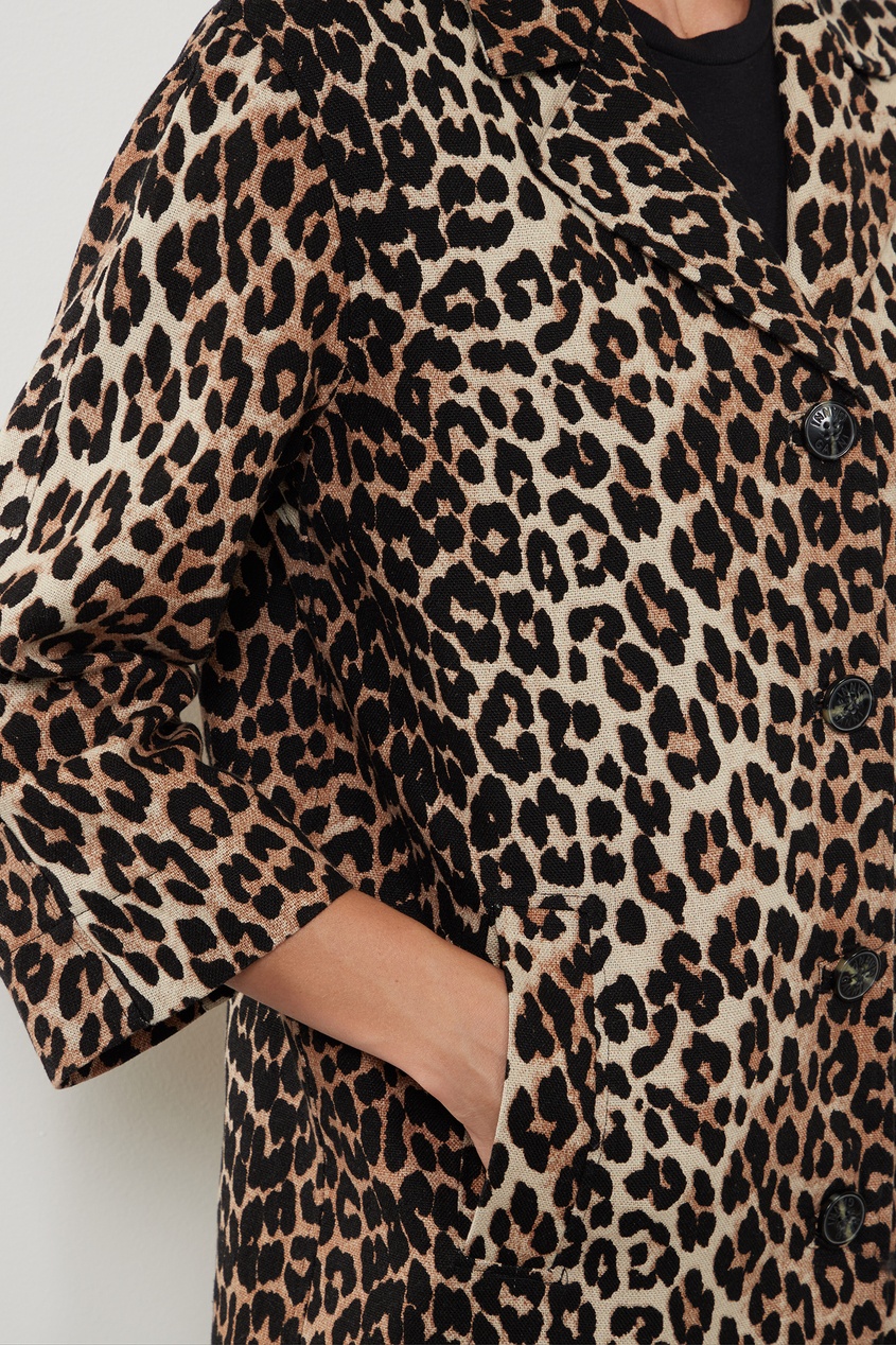 фото Пальто с леопардовым принтом ganni