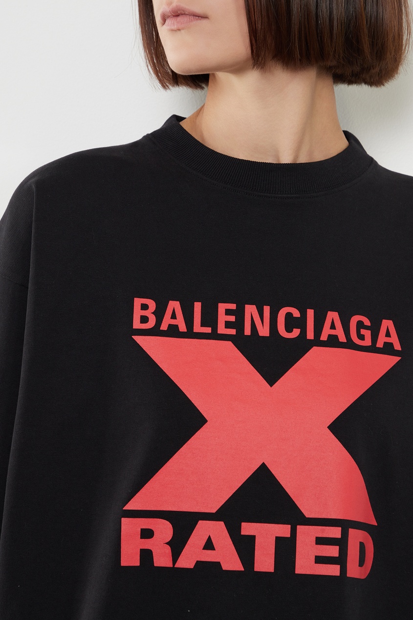 фото Черная футболка с принтом x-rated balenciaga