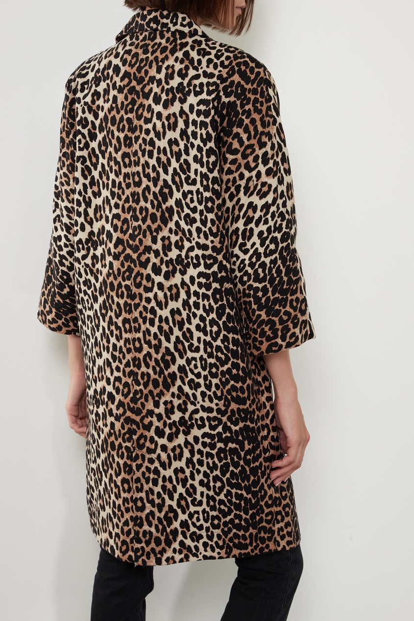 фото Пальто с леопардовым принтом ganni