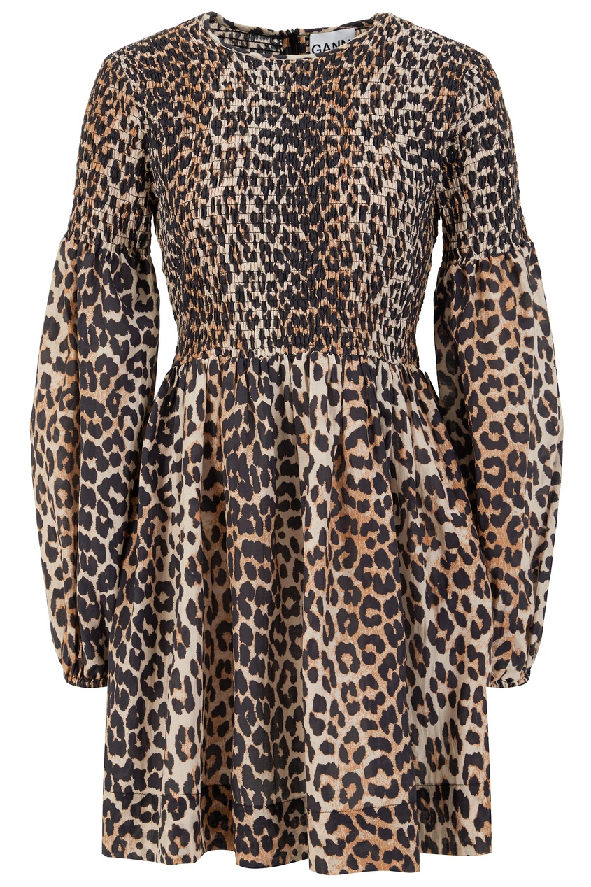 фото Платье мини с леопардовым принтом ganni
