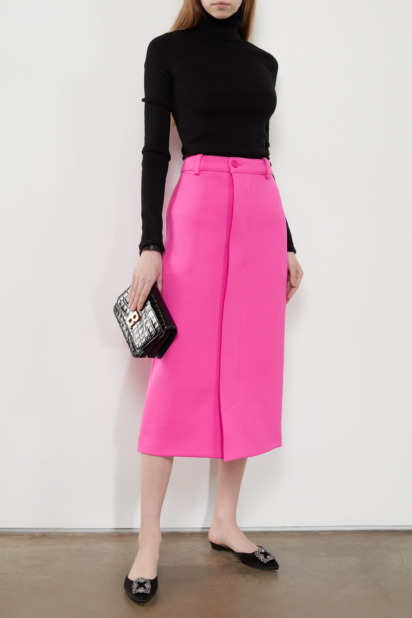 фото Розовая юбка-карандаш из шерсти balenciaga