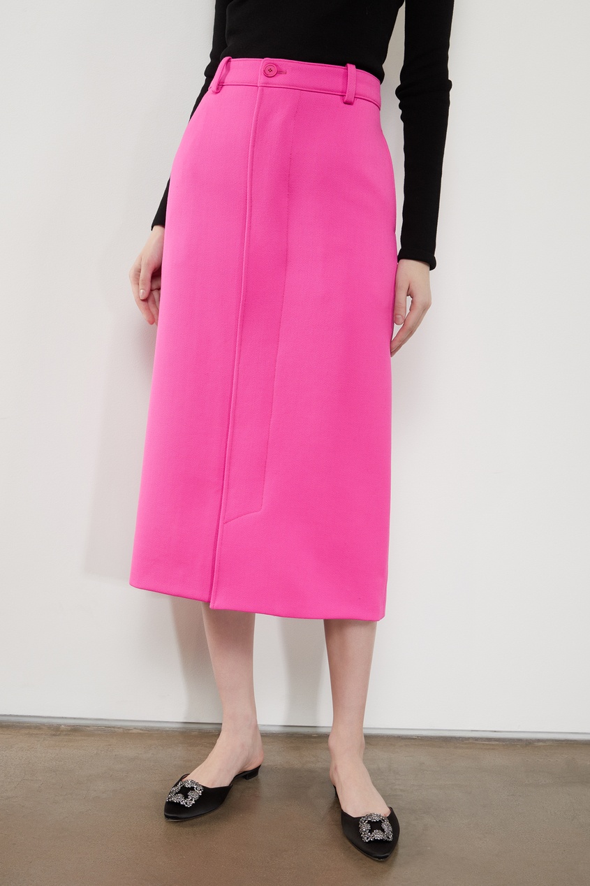 фото Розовая юбка-карандаш из шерсти balenciaga