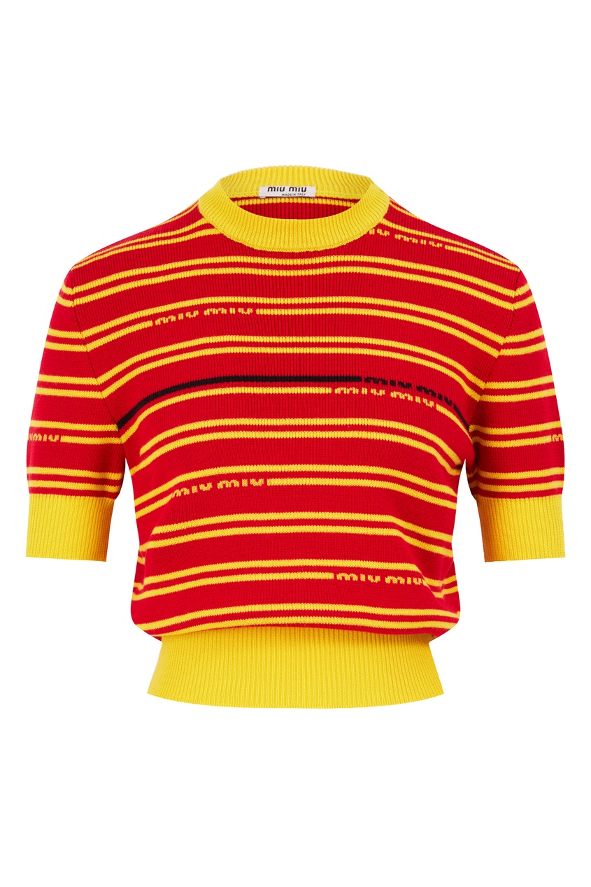 

Красный шерстяной джемпер с коротким рукавом, Multicolor, Красный шерстяной джемпер с коротким рукавом