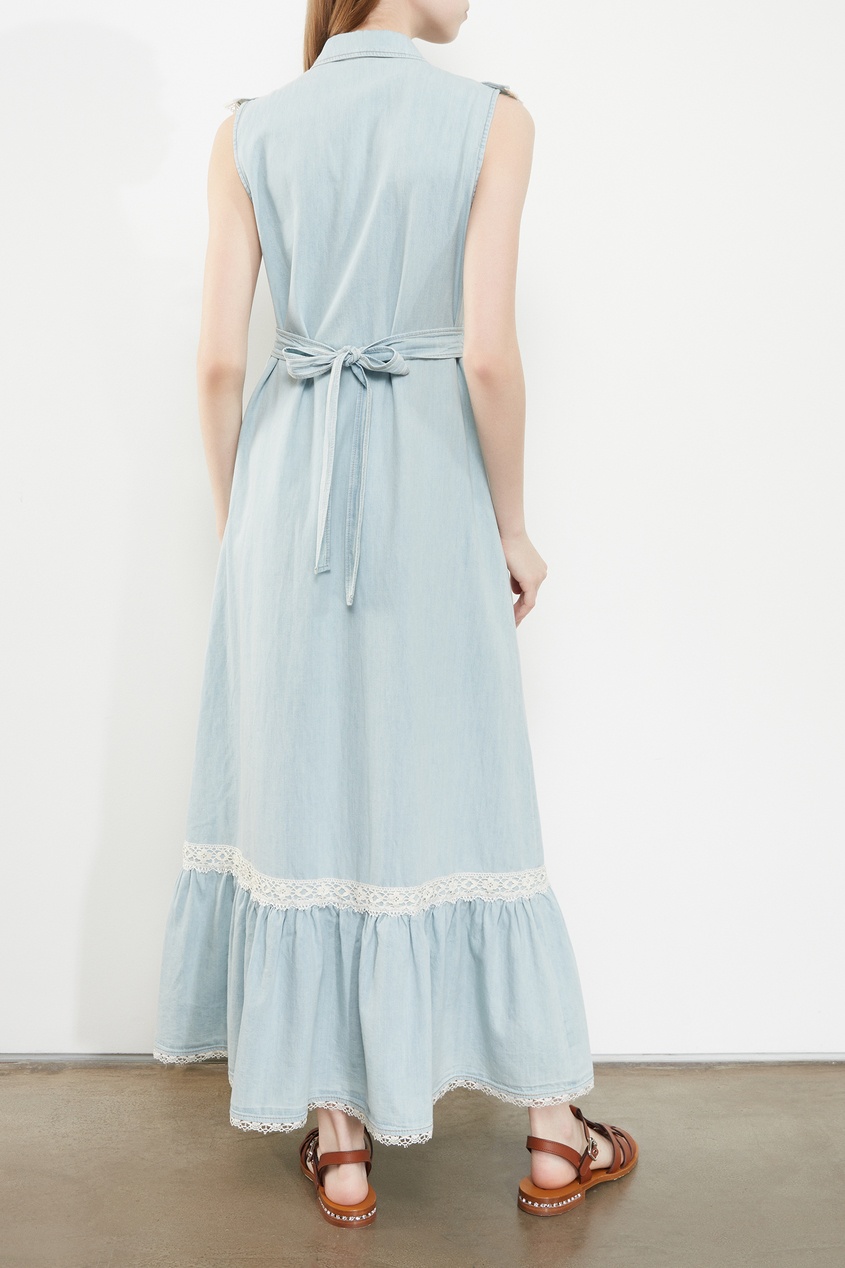 фото Платье из голубого денима с кружевом miu miu