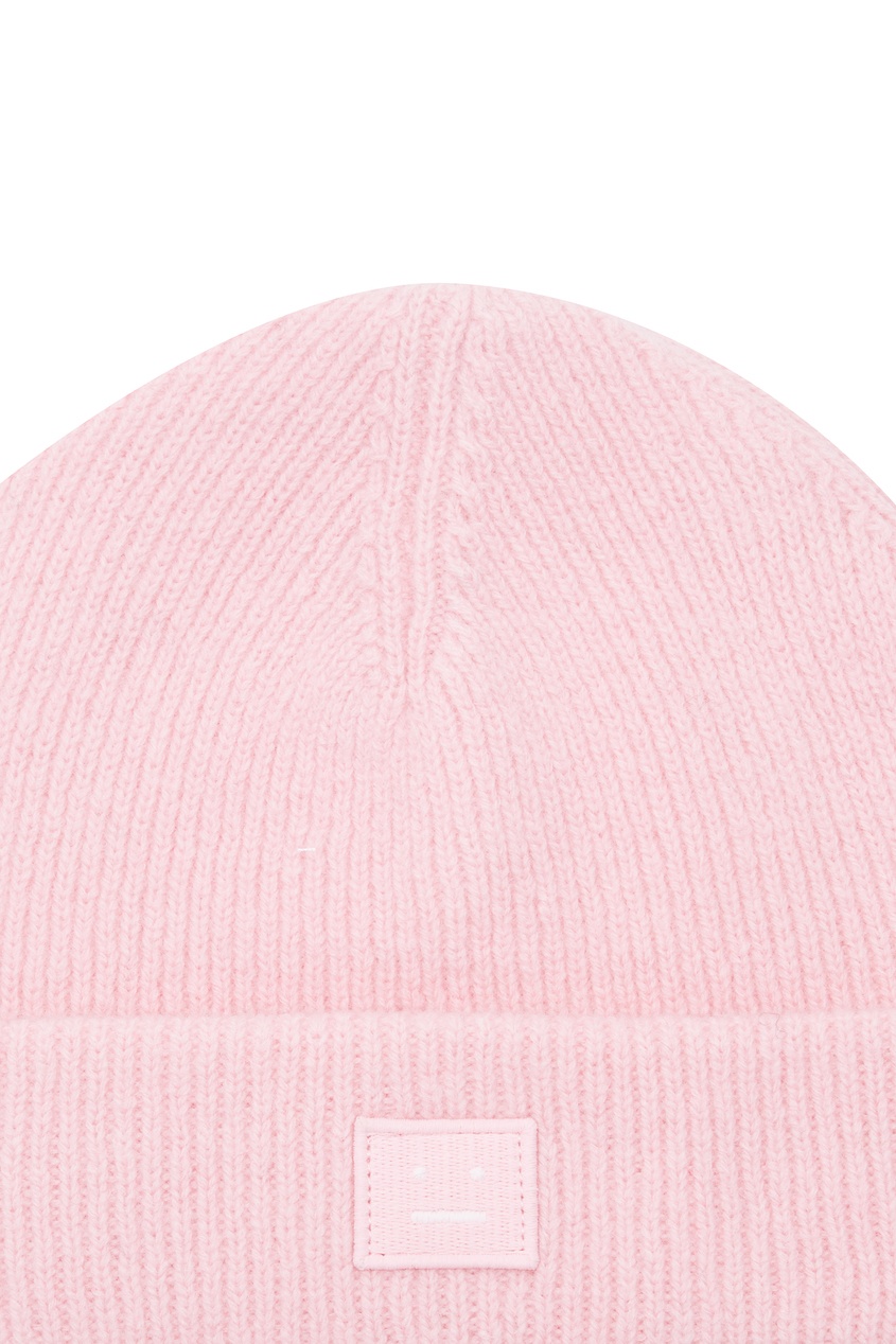 фото Розовая шерстяная шапка с отворотом acne studios