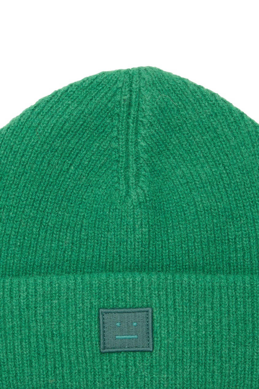 фото Зеленая шерстяная шапка с отворотом acne studios