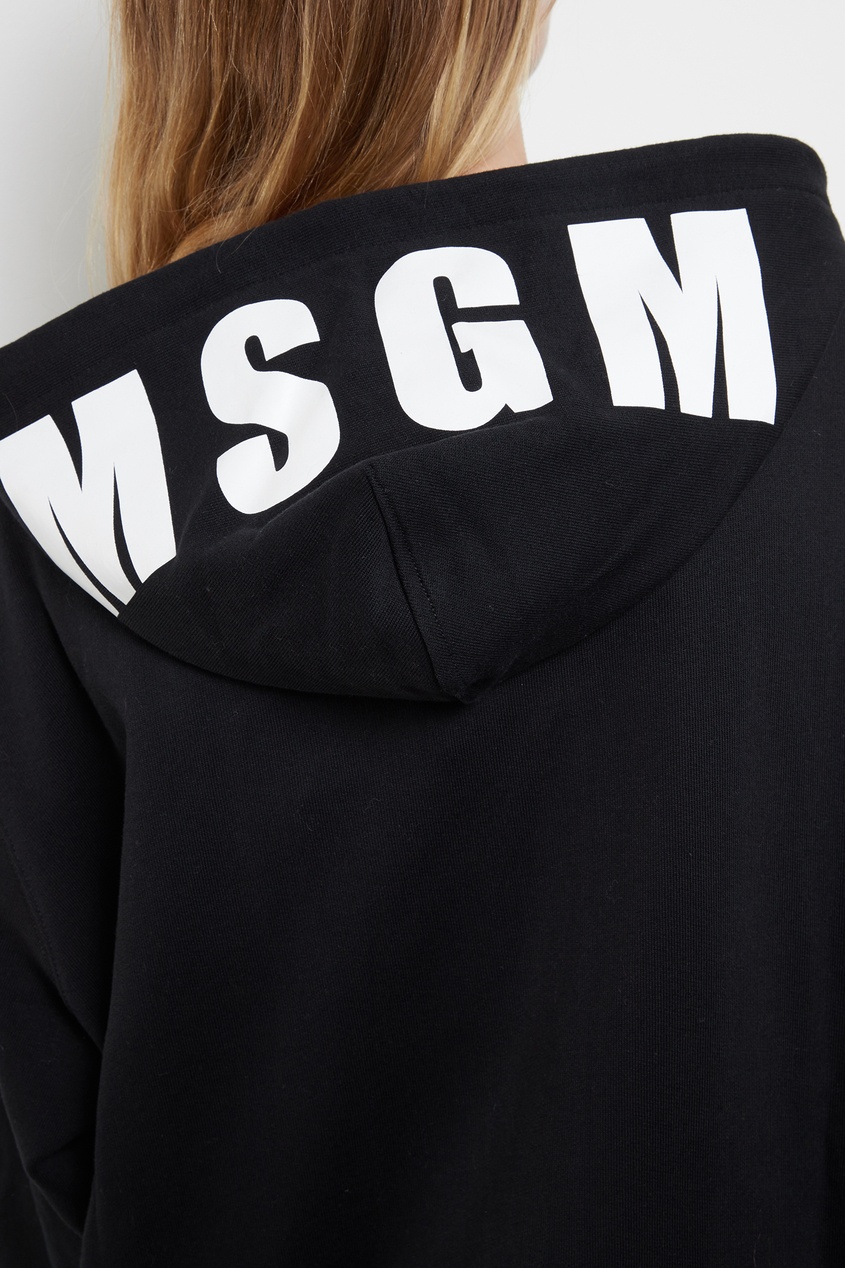 фото Черное худи с логотипом на капюшоне msgm