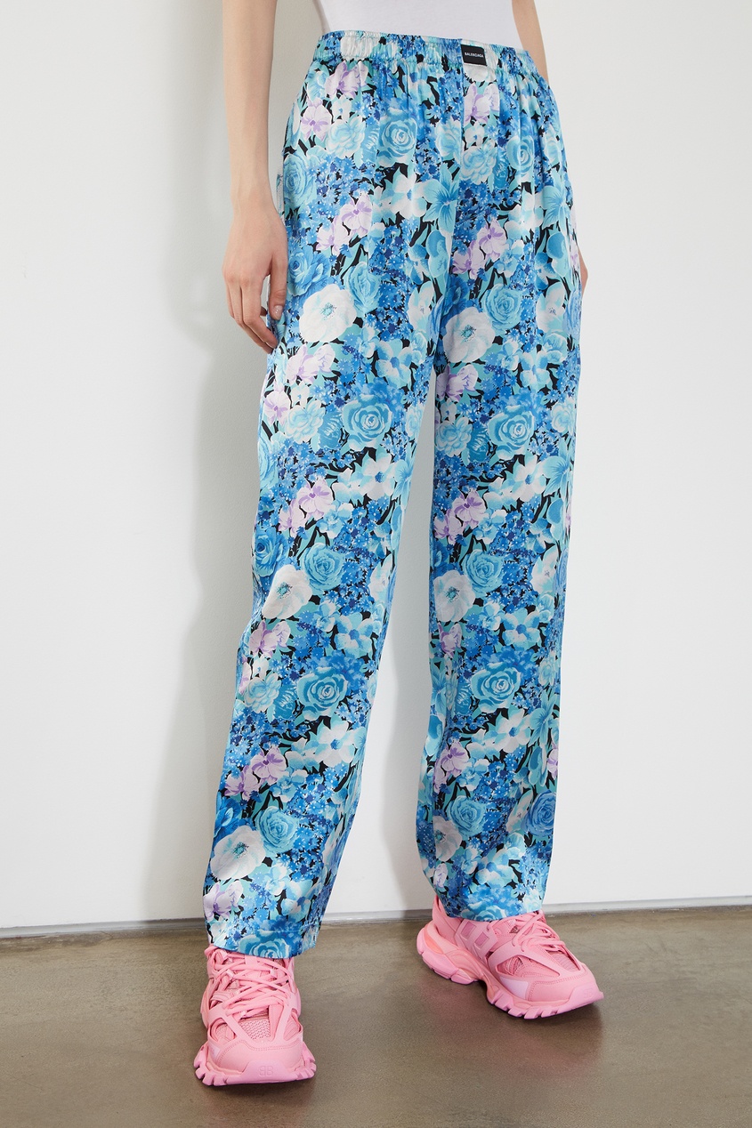 фото Шелковые брюки с принтом floral balenciaga