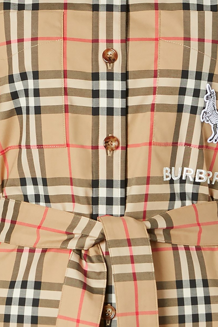 фото Платье рубашка из хлопка в клетку burberry