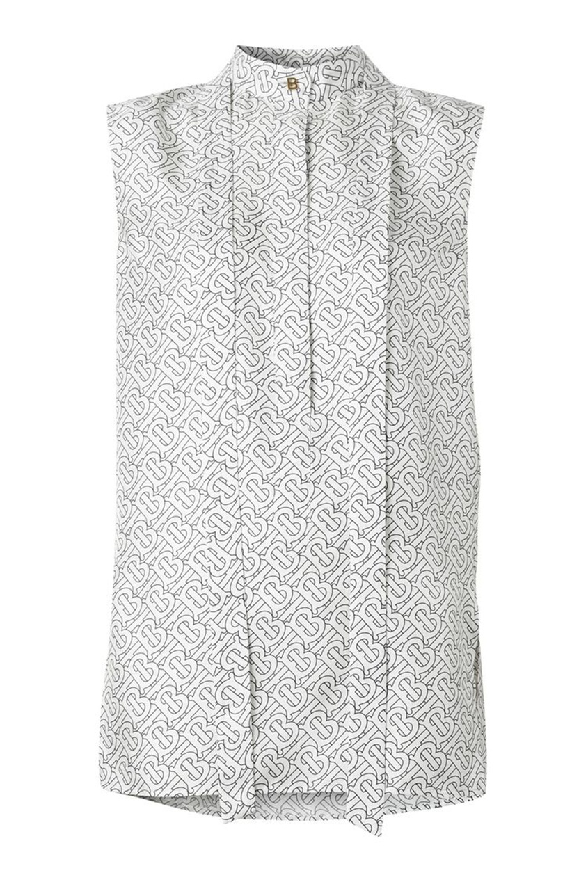 фото Шелковая блузка с шейным платком и монограммами burberry