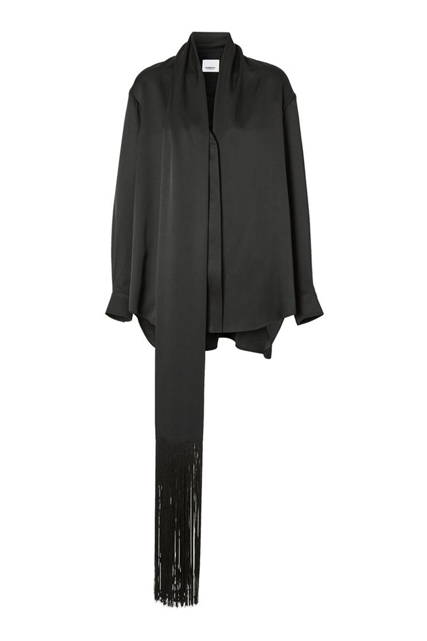 фото Черная шелковая блузка с шарфом burberry
