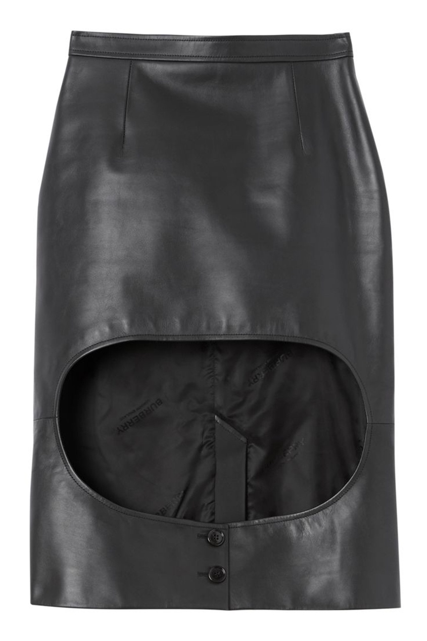 фото Черная кожаная юбка burberry