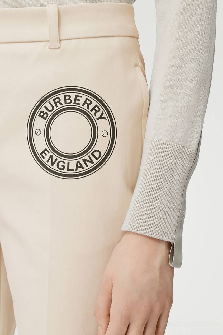 фото Укороченные брюки из хлопка с логотипом burberry