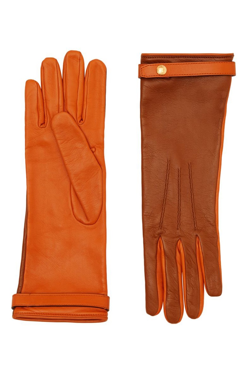 Двухцветные кожаные перчатки