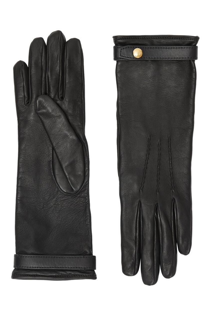 фото Черные кожаные перчатки burberry