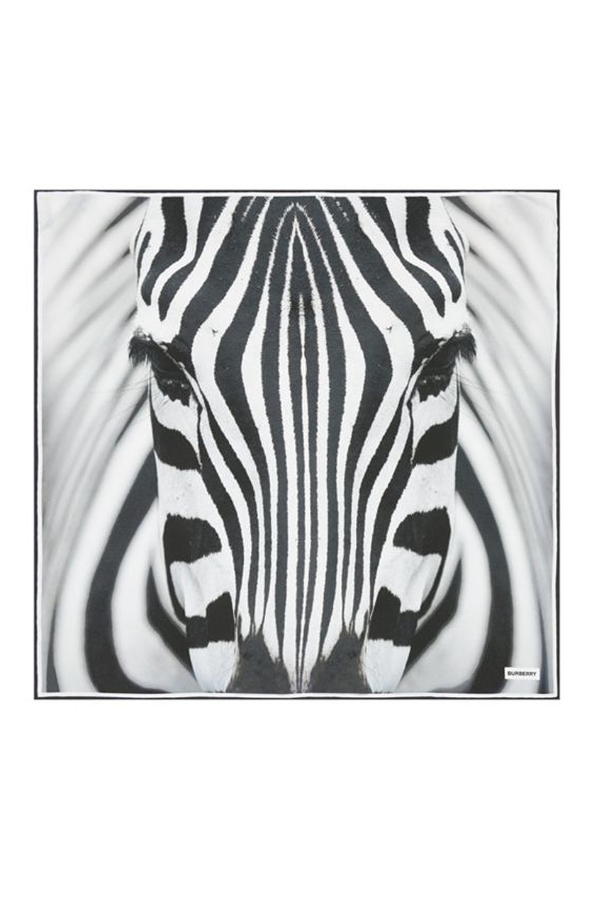 фото Небольшой шелковый платок с принтом зебра burberry